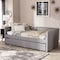 Baxton Studio Raymond Grey Nailheads Sofa Twin Daybed with Roll-Out Trundle Bed 125-6849 - alternate 2